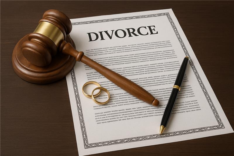Divorce Document with Gavel